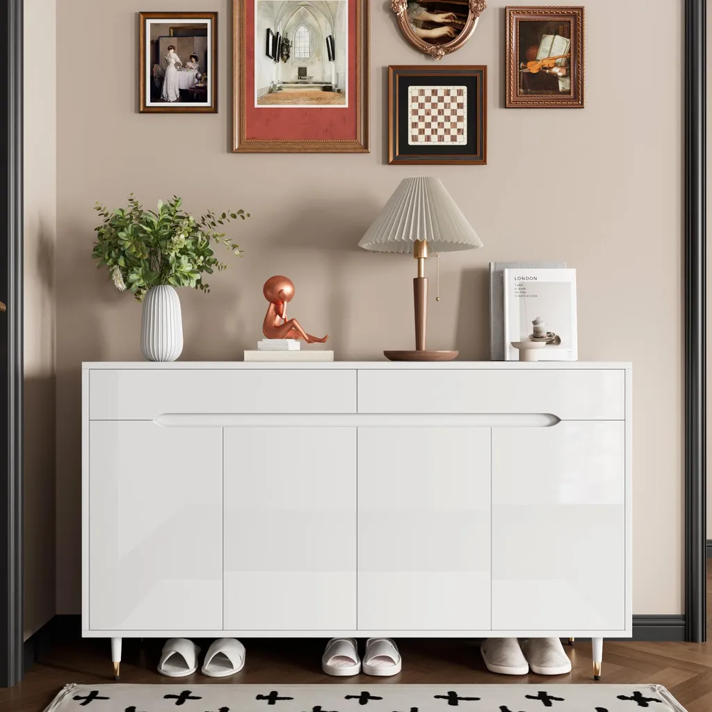 Meuble chaussures gain de place blanc pour entrée rangée et design