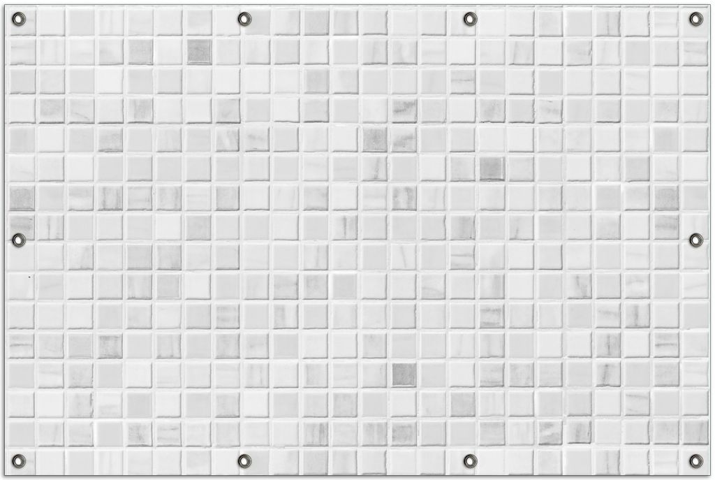 Wallario Outdoor-Poster für Garten oder Balkon, Motiv Fliesen im Bad weiß-grau, in ca. 100 x 150 cm