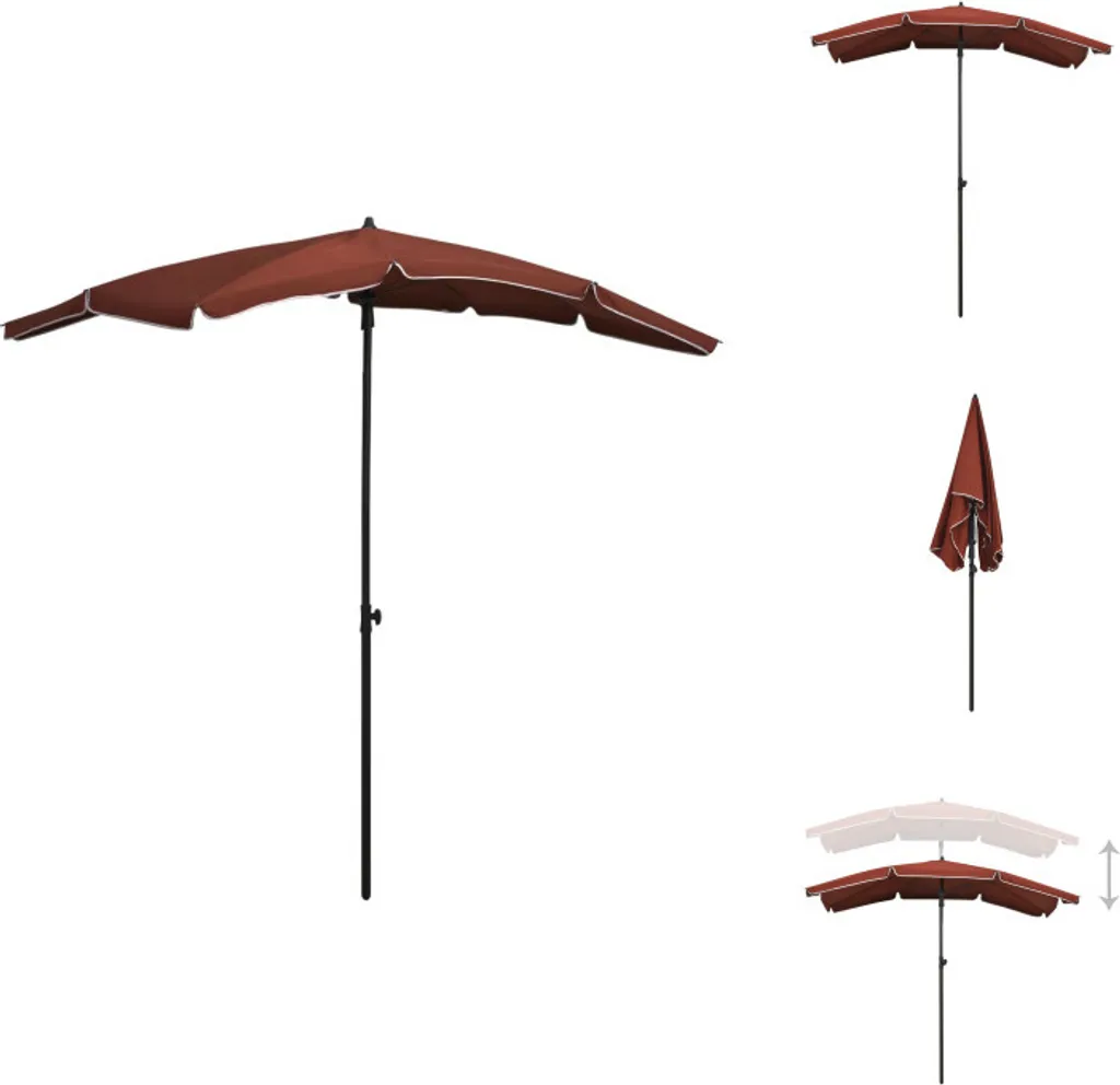 Ombrellone da Giardino 200x130 cm Rosso Terracotta vidaXL | Balcone e Patio