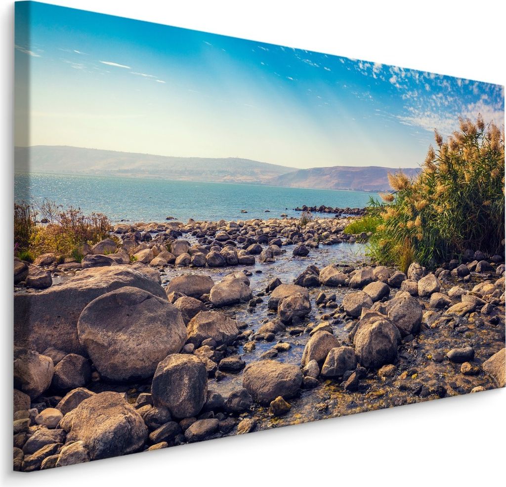 Fabelhafte Canvas LEINWAND BILDER 120x80 cm XXL Kunstdruck Strand Steine Meer Sonne