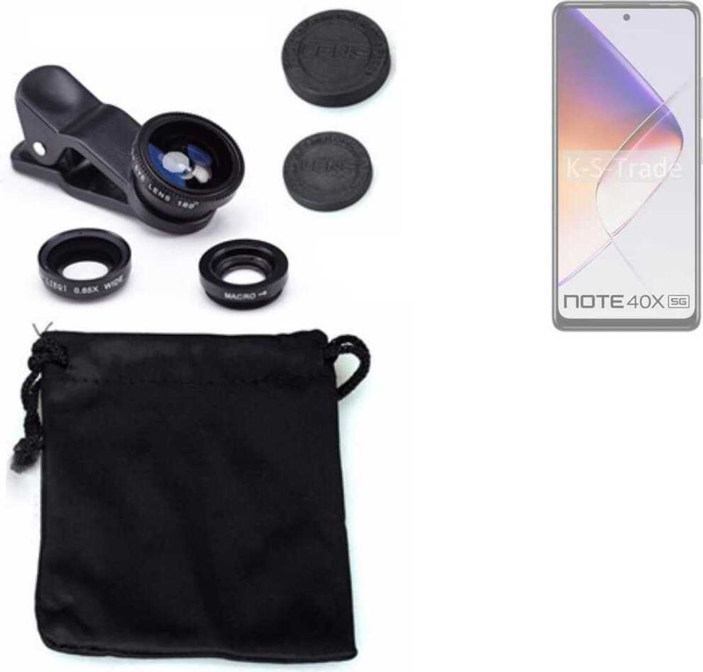 K-S-Trade Smartphone Kamera Linsen Set Kompatibel mit Infinix Note 40X 5G 3in1 Clip-On Kamera Adapter Macro Weitwinkel FishEye Fischauge Objektiv
