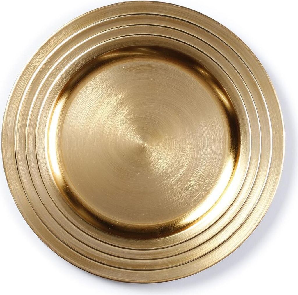 Dekoteller Kunststoff mit gerilltem Rand 33cm gold Produktbild 1