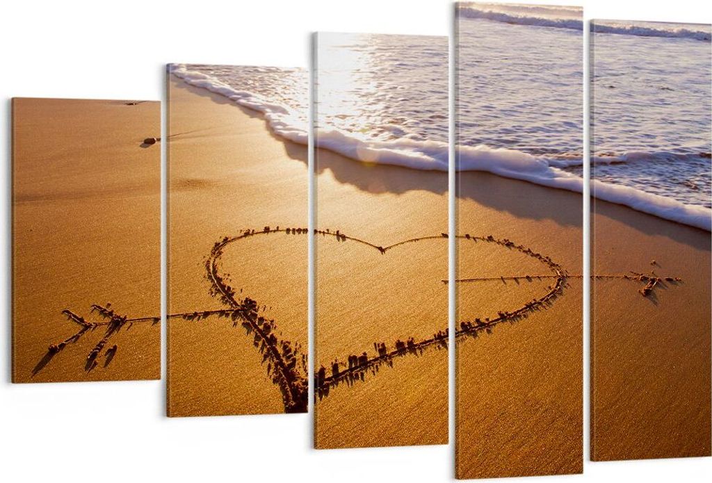 Bild auf Leinwand - Leinwandbild - Sommer Meer Sand Strand - 150x100cm - Wand Bild - Wanddeko - Leinwanddruck - Bilder - Kunstdruck - Wanddekoratio...