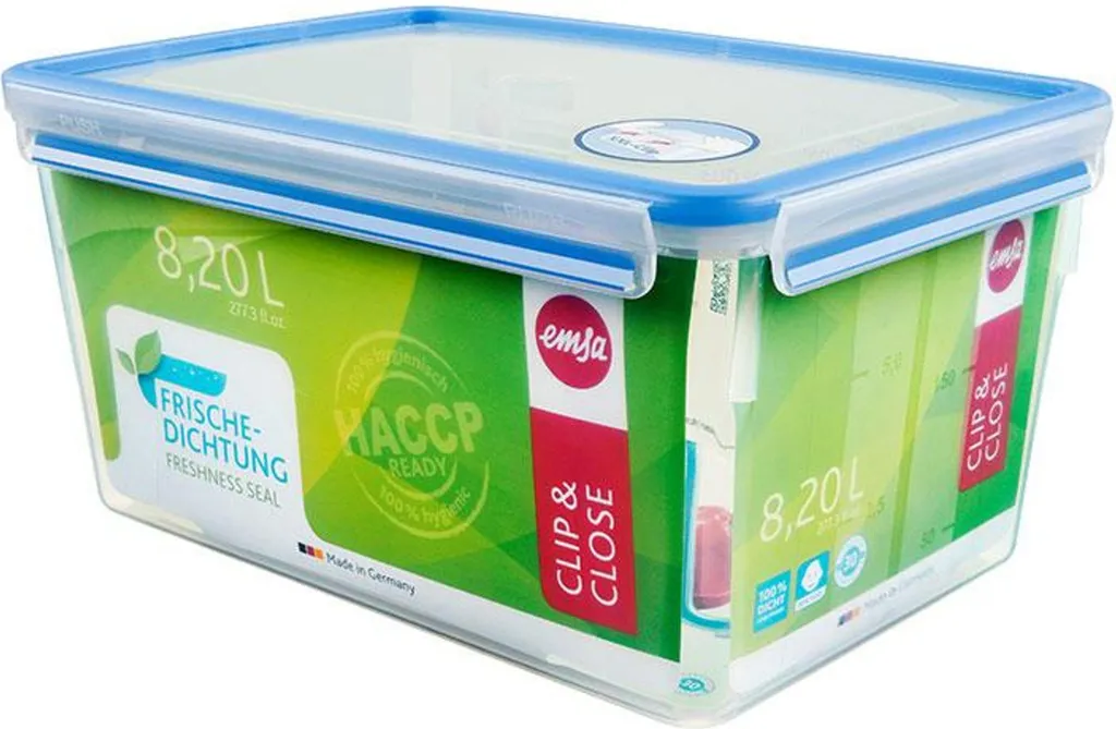 Emsa N11503 Clip & Close Contenitore salvafreschezza in Acciaio Inox, Rettangolare, capacità: 0,5 l, sostenibile, in Acciaio Inox Leggero, a Prova di perdite, Resistente al Gelo, Lavabile in