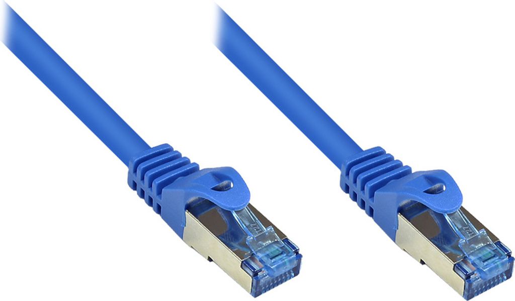 RNS Patchkabel mit Rastnasenschutz, Cat. 6A, S/FTP, PIMF, halogenfrei, 500MHz, blau, 1,5m, Good Connections