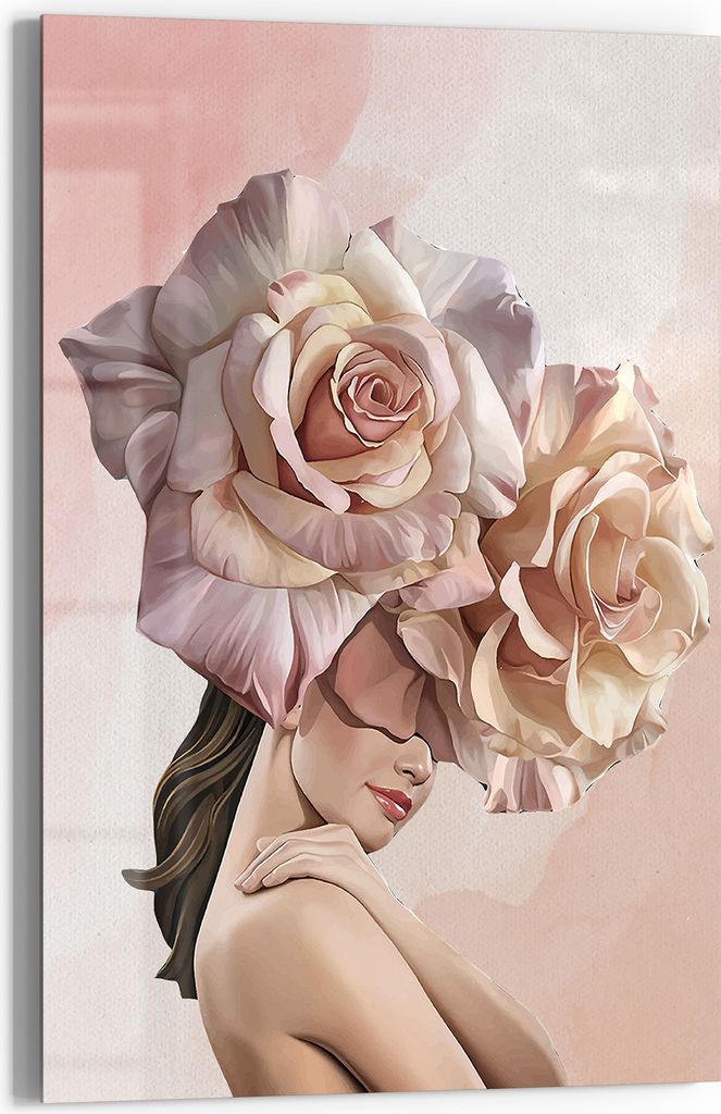 DEQOART Glasbild Echtglas 40x60 cm 'Sanfter Rosenzauber' Wandbild Bild modern Deko