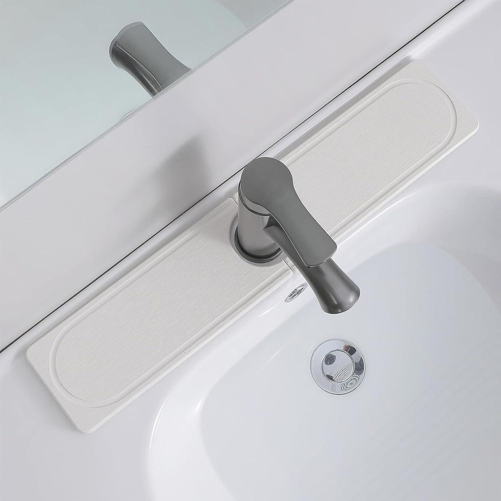 Diatomit-Armaturenmatte 50×10 cm weiß, schnelltrocknend, Küche/Bad.