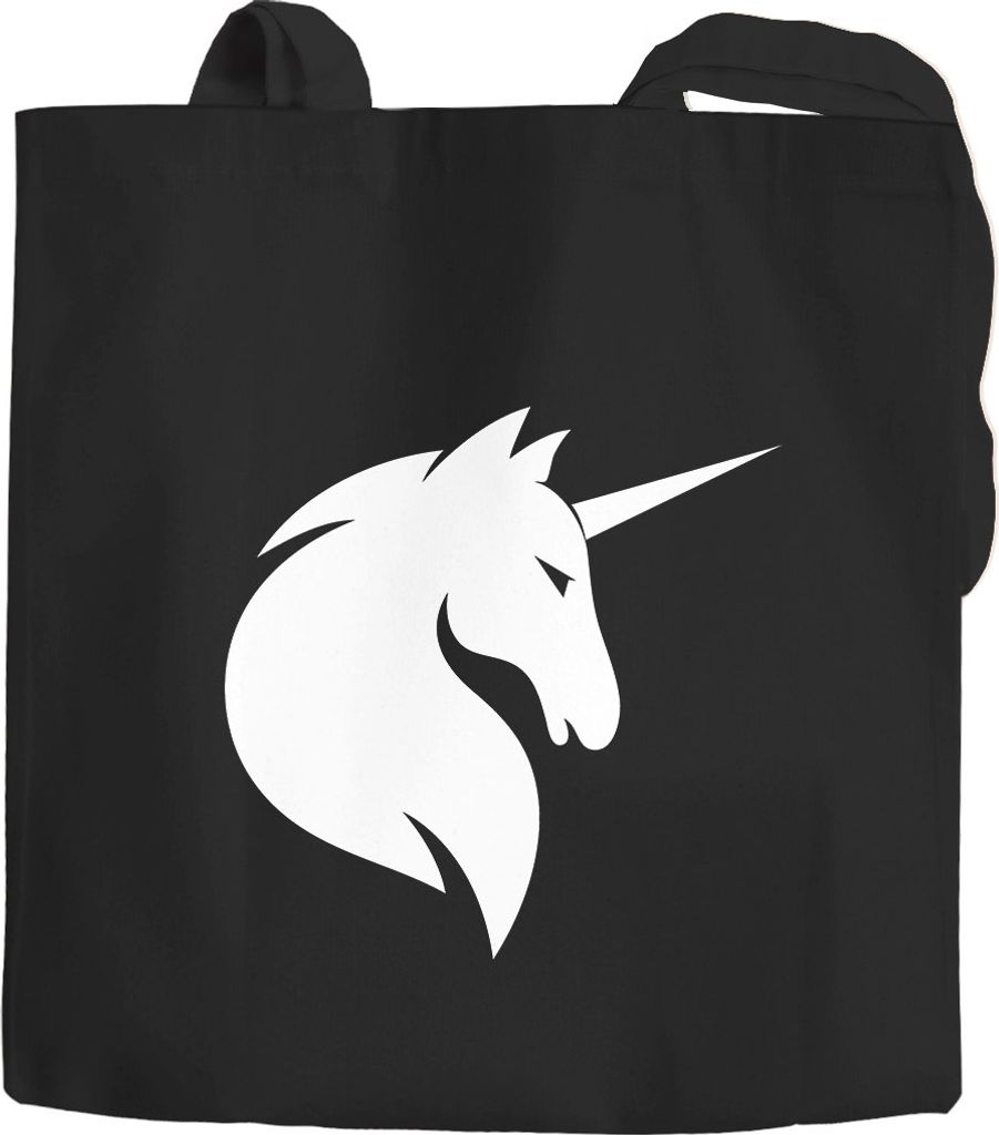 Stoffbeutel Einhorn Silhouette Unicorn Jutebeutel Moonworks schwarz 2 lange Henkel