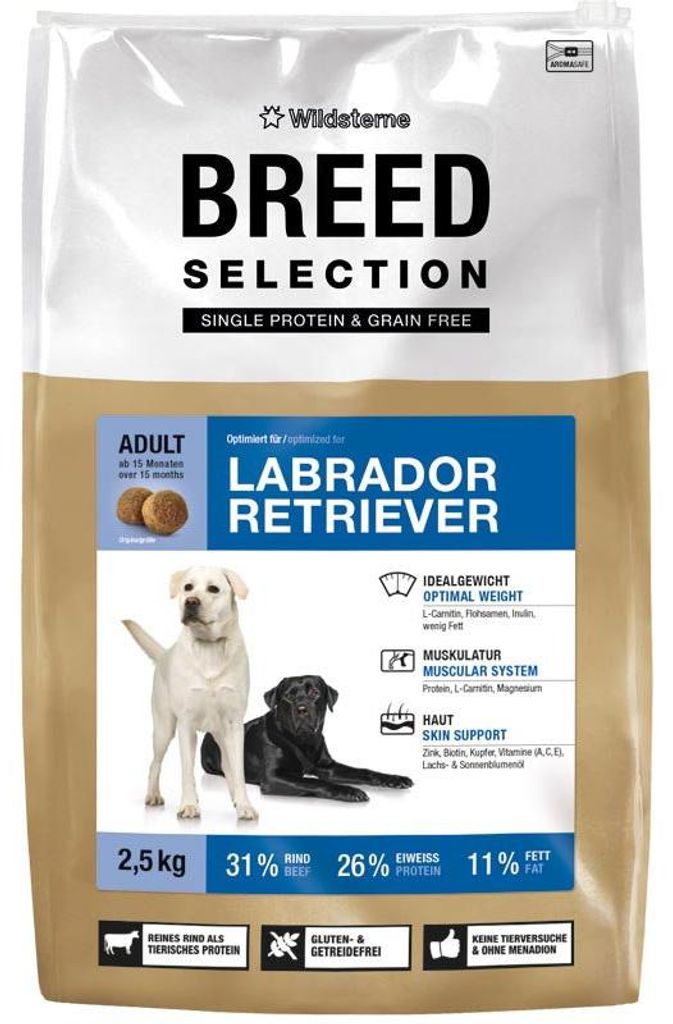 Wildsterne Breed Labrador Retriever | Alleinfutter für Labradore ab dem 15. Lebensmonat | von Tierärzten entwickelt | 2,5kg