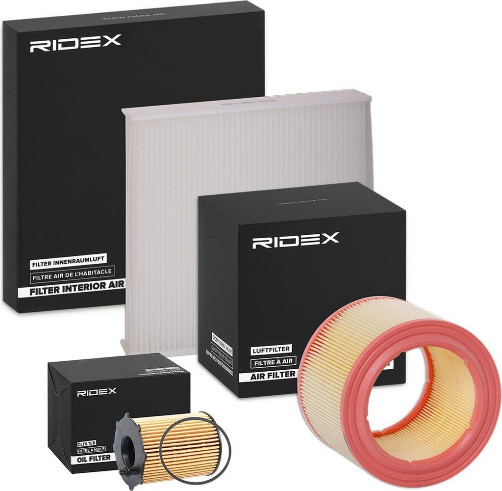 RIDEX Filterset Inspektionspaket Filtersatz passend für PEUGEOT 206 Schrägheck (2A/C) PARTNER Combispace (5F) PARTNER Kasten (5) für CITROËN