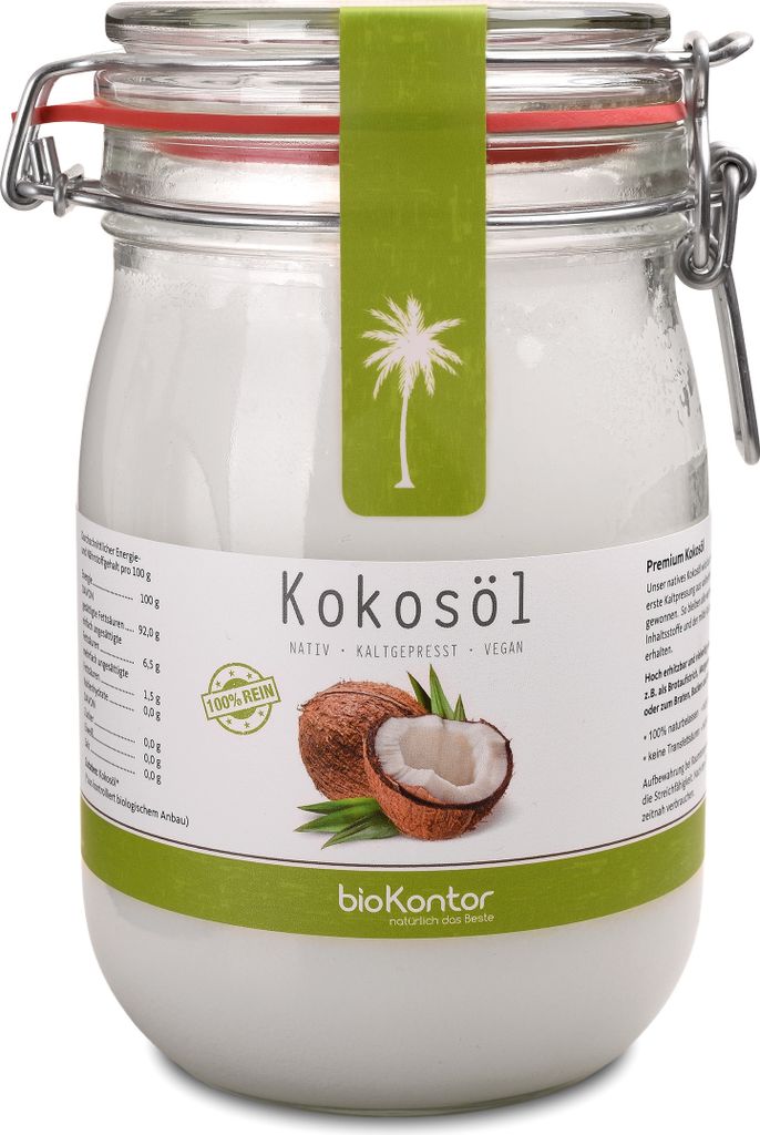 Kokosöl 1000 ml I nativ I Bügelglas I bioKontor Produktbild 