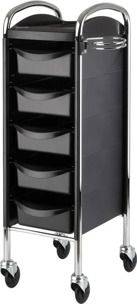 Efalock Piccolo 6002 CT Noir : Serviteur avec 5 Tiroirs et Cadre Chrome