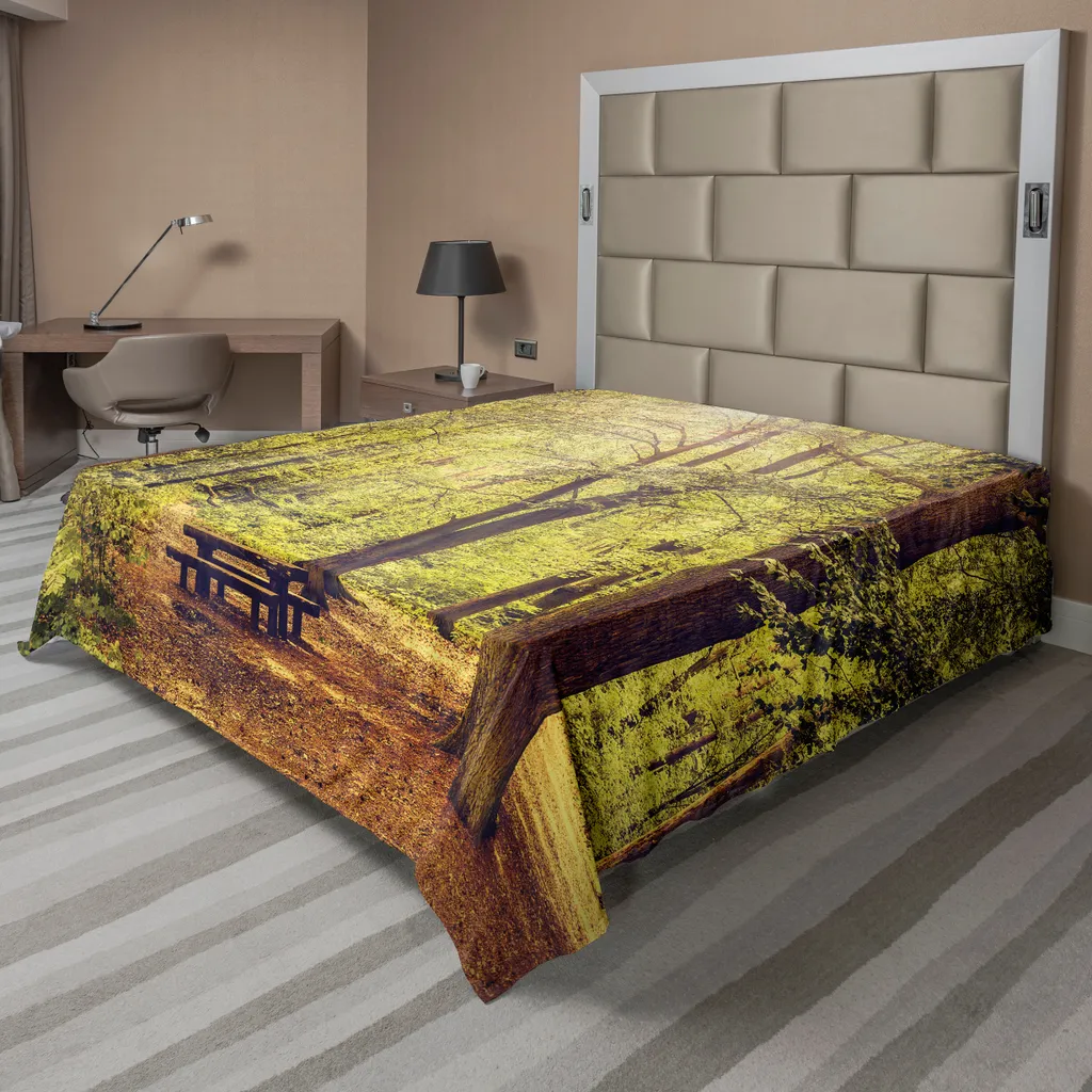 ABAKUHAUS Drap Plat de Lit Forêt en Microfibre Douce 275x260 cm Vert