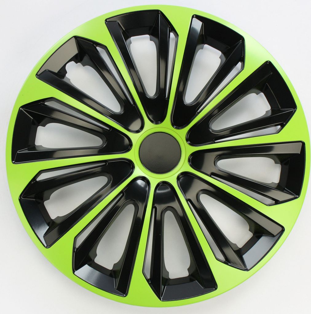 SET Radkappen Radzierblenden 4er Satz 14 STRONG green-black