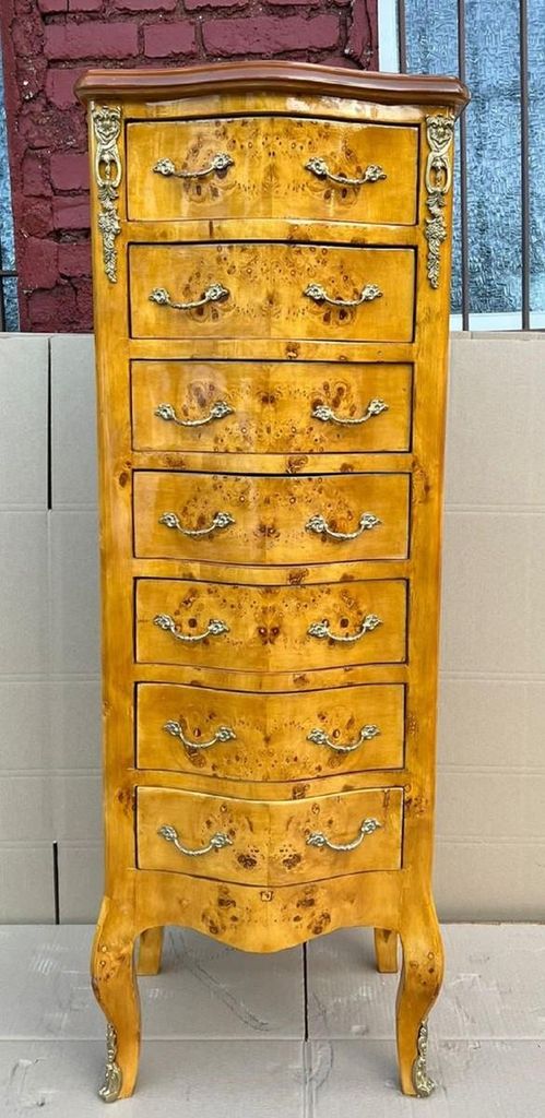 Casa Padrino Barock Kommode Vogelaugen Ahorn - Handgefertigter Barockstil Massivholz Schrank im mit 7 Schubladen - Wohnzimmer Möbel im Barockstil ...