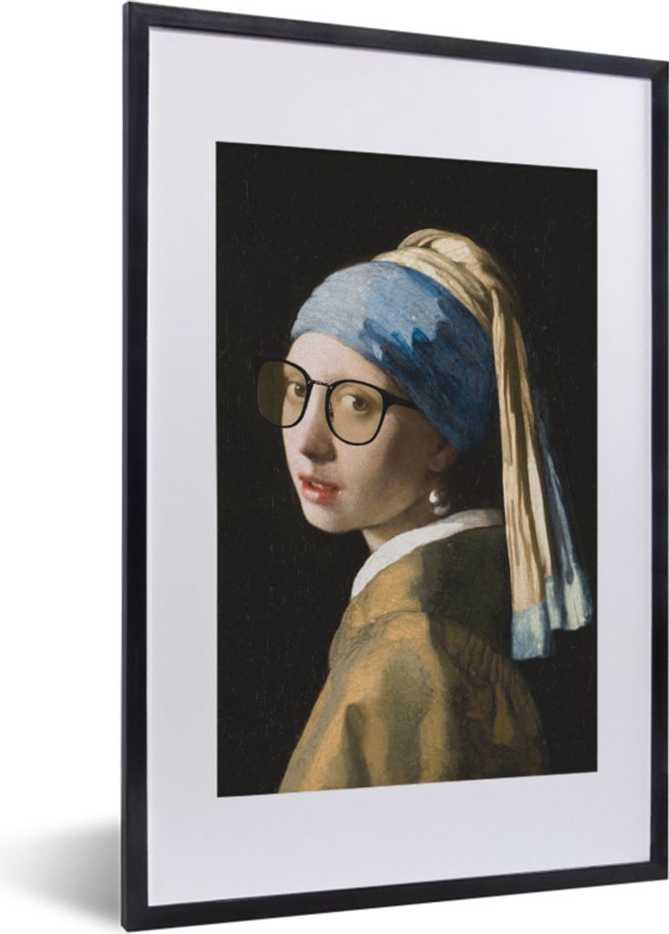 MuchoWow MuchoWow Gerahmtes Poster Das Mädchen mit dem Perlenohrring - Johannes Vermeer - Brillen 40x60 cm - Poster mit zchwarzem Bilderrahmen...