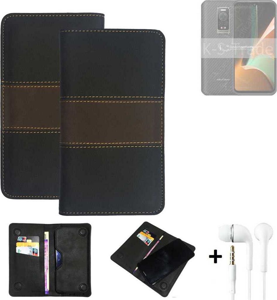K-S-Trade Handyhülle + Kopfhörer kompatibel mit Ulefone Armor 17 Pro Schutzhülle Walletcase Bookstyle Tasche Schutz Case Hülle Wallet Cover