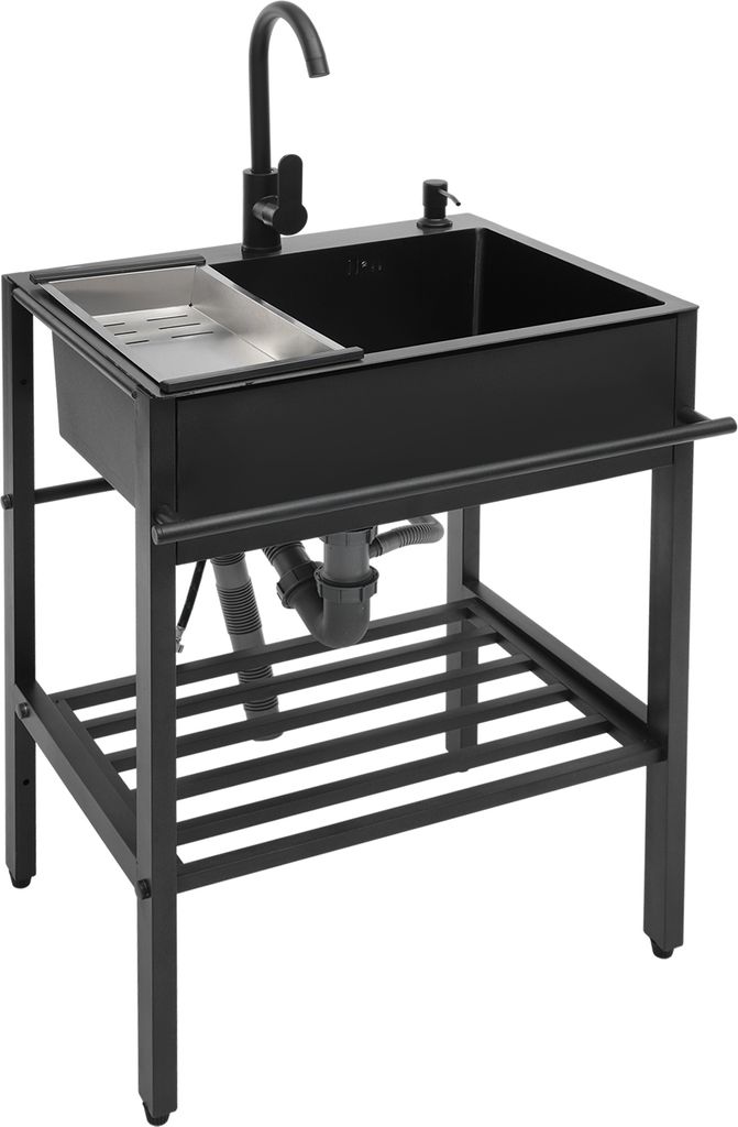 Küchespüle Freistehende Spüle Edelstahl Edelstahlspüle für Küche Schwarz