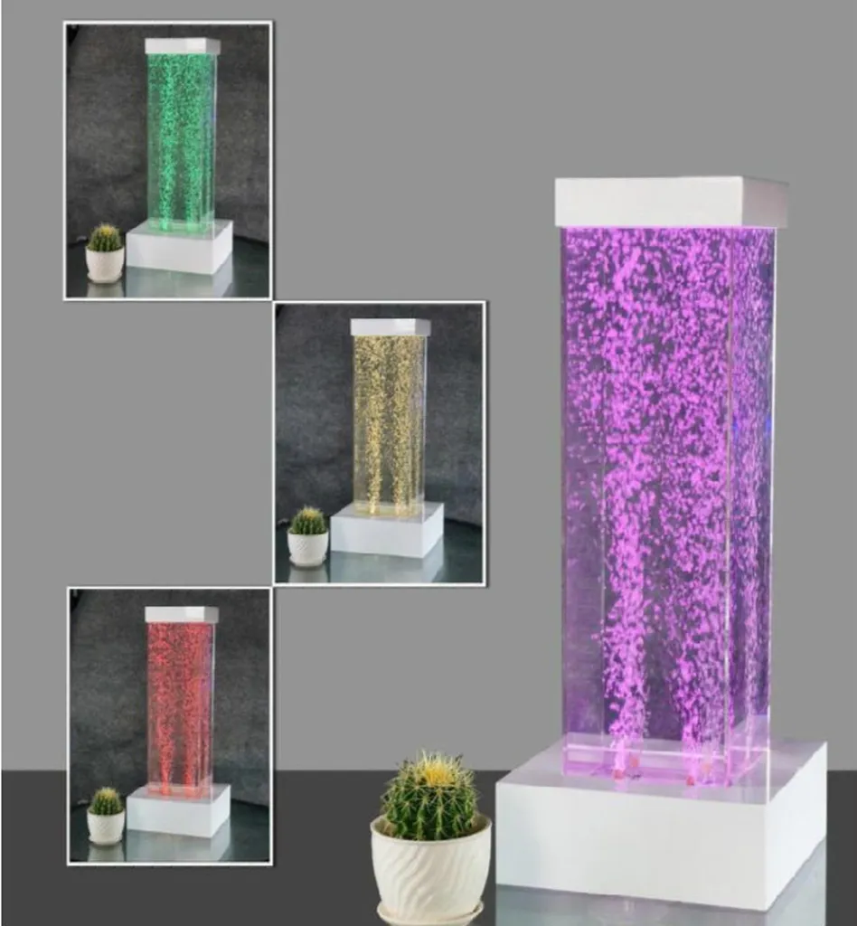 Jeu d'eau Waterwall LED avec Colonnes de bulles - Style Industriel