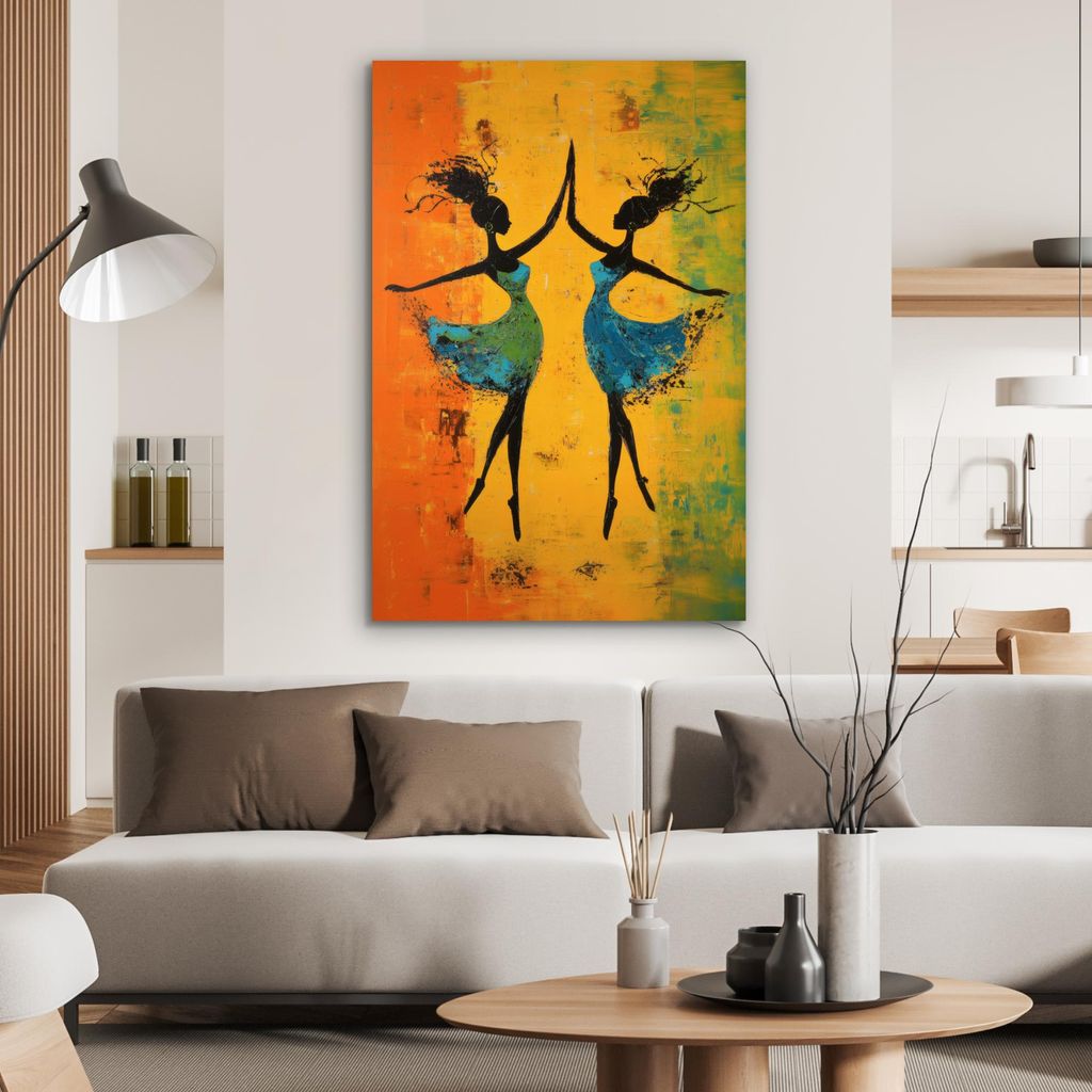 MuchoWow Wanddekoration Metall Metallbild Wandkunst 80x120 cm Tanzen - Frauen - Farbtextur MuchoWow Aluminium Gemälde - Bilder