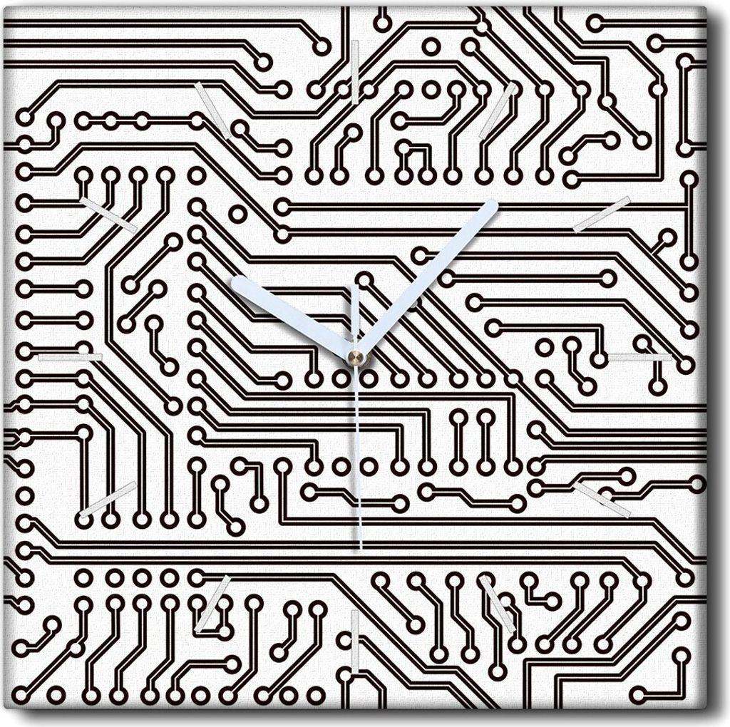 Coloray Uhr auf Leinwand 30x30 cm Wand Uhr Dekoration Wohnzimmer Segeltuch weiße Zeiger -Kunst elektrischer Stromkreis