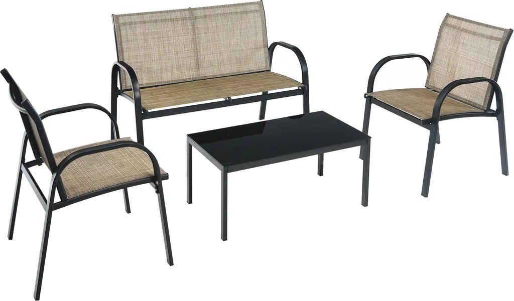 Salon de Jardin Robuste et Compact pour Aménager un Petit Espace Brun