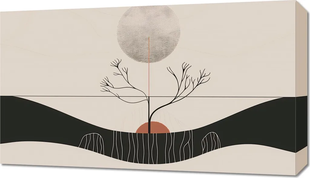 Quadro Luna Invernale 70x40 cm - Tela Decorativa Moderna per Soggiorno