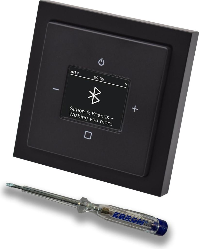 Busch Jäger DAB+ Unterputz Bluetooth (in and out) Radio (8217U-101) Future Linear Schwarz Matt, Komplett-Set 8217 U – 101, Rahmen und Radioabdec...
