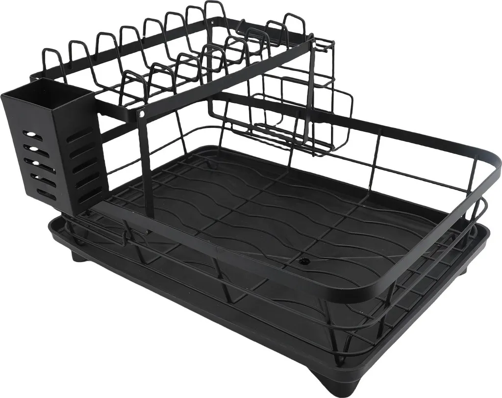 Organisateur vaisselle grande capacité en acier inoxydable noir robuste
