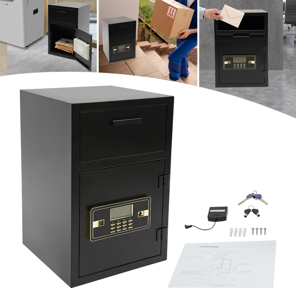 Coffre-fort Drop Slot 40cm avec fente pour dépôt d'argent et courrier