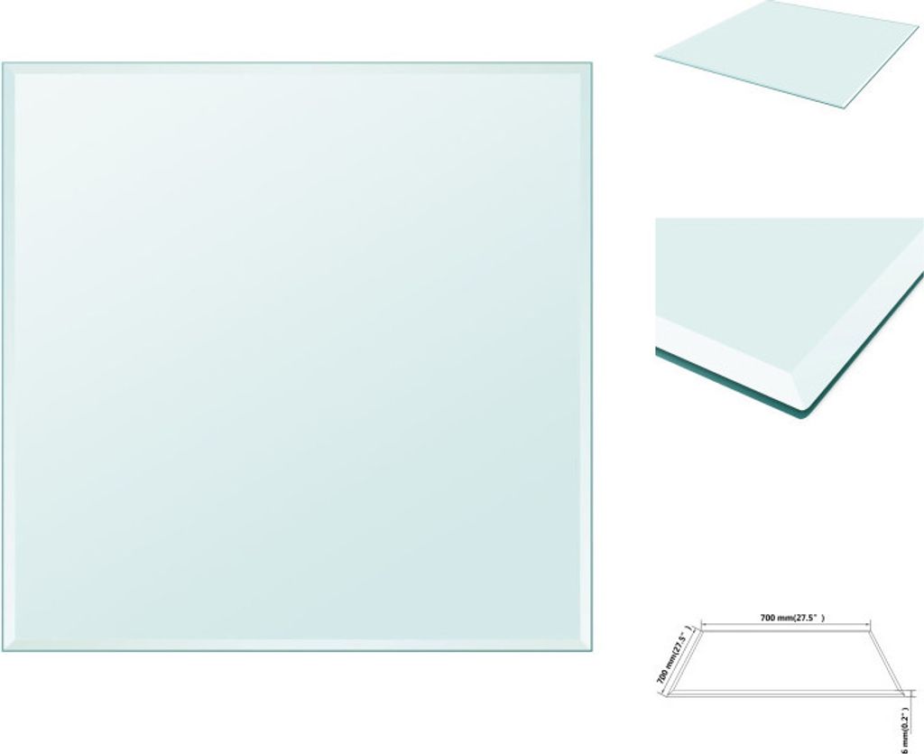 vidaXL Tischplatte aus gehärtetem Glas quadratisch 700x700 mm - Tischplatten