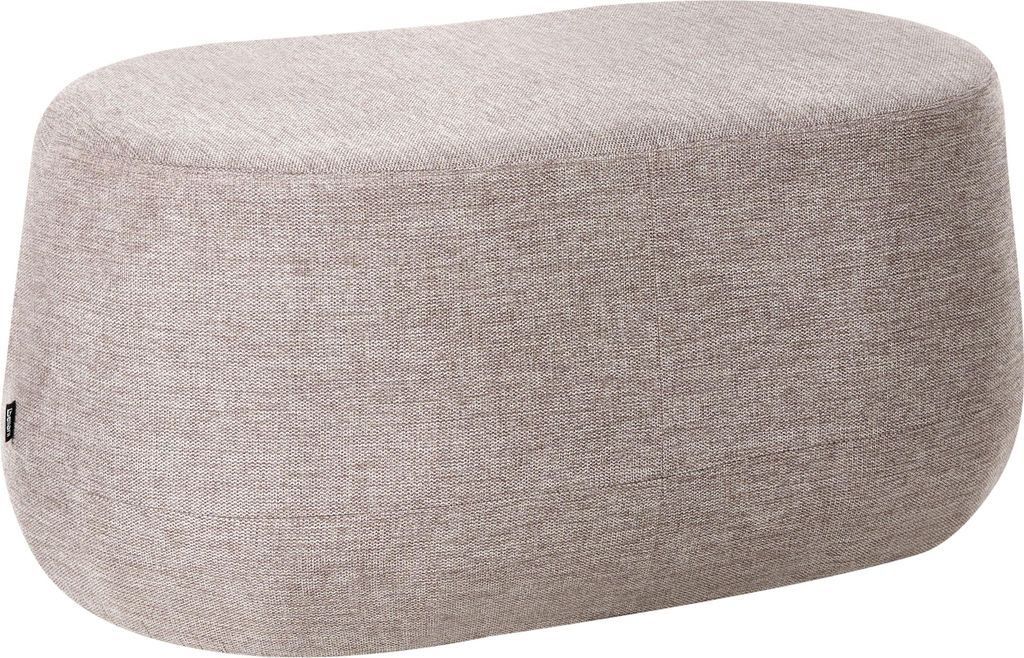 BELIANI Bettbank Taupe Stoff Gepolstert Oval 100x60 cm Modern Flurbank Sitzbank Polsterhocker Sitzpouf Sitzhocker Fußhocker Wohnzimmer Schlafzimmer