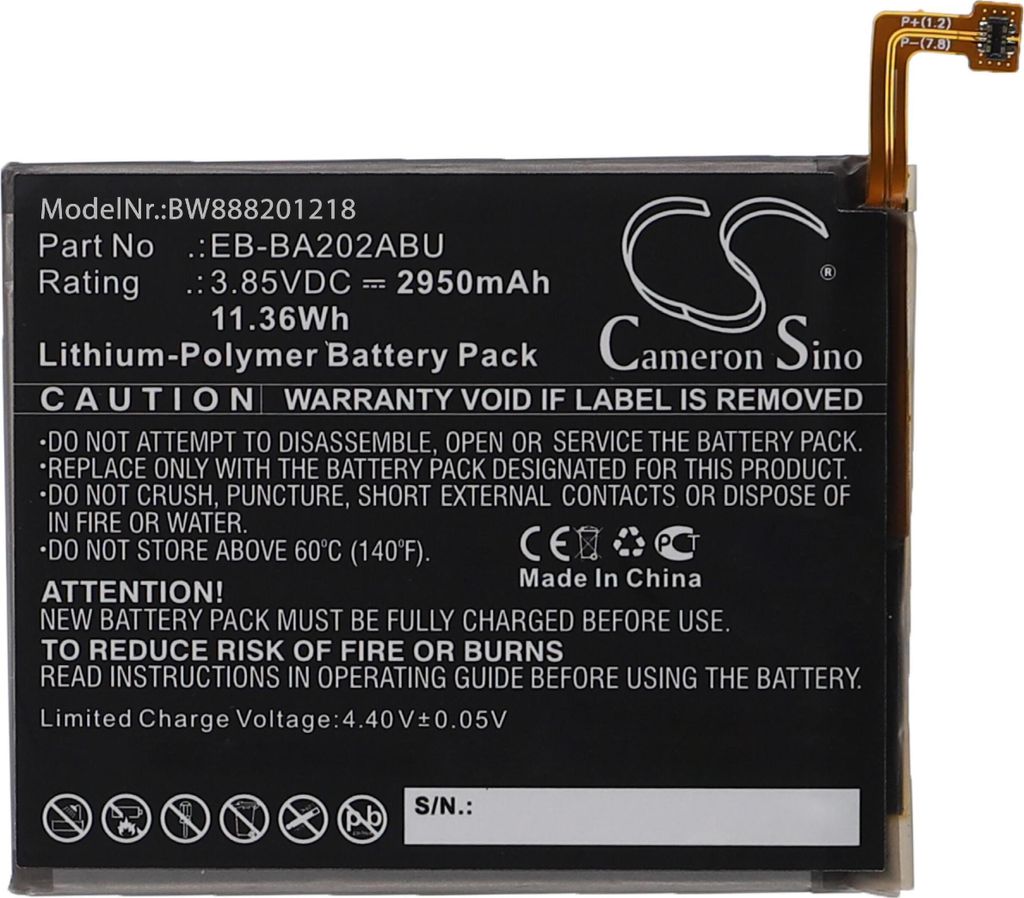 vhbw Akku kompatibel mit Samsung Galaxy SM-A202J Handy Smartphone Telefon (2950 mAh, 3,85 V, Li-Polymer)
