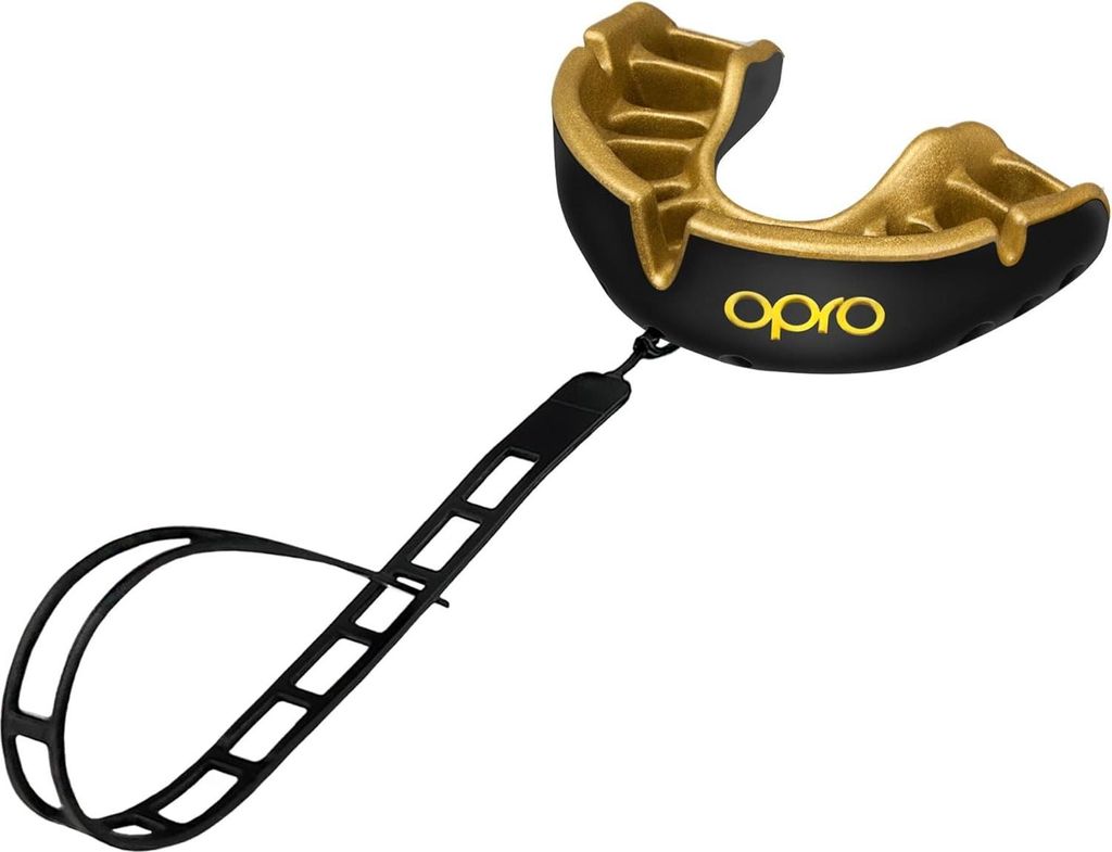 Opro Kids Mundschutz Gold + Strap Schwarz/Gold