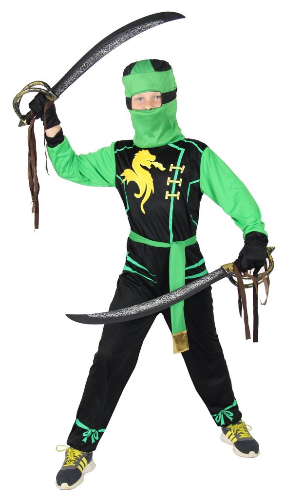 Guirca Kostüm Ninja Samurai Krieger Kämpfer für Kinder Karneval 