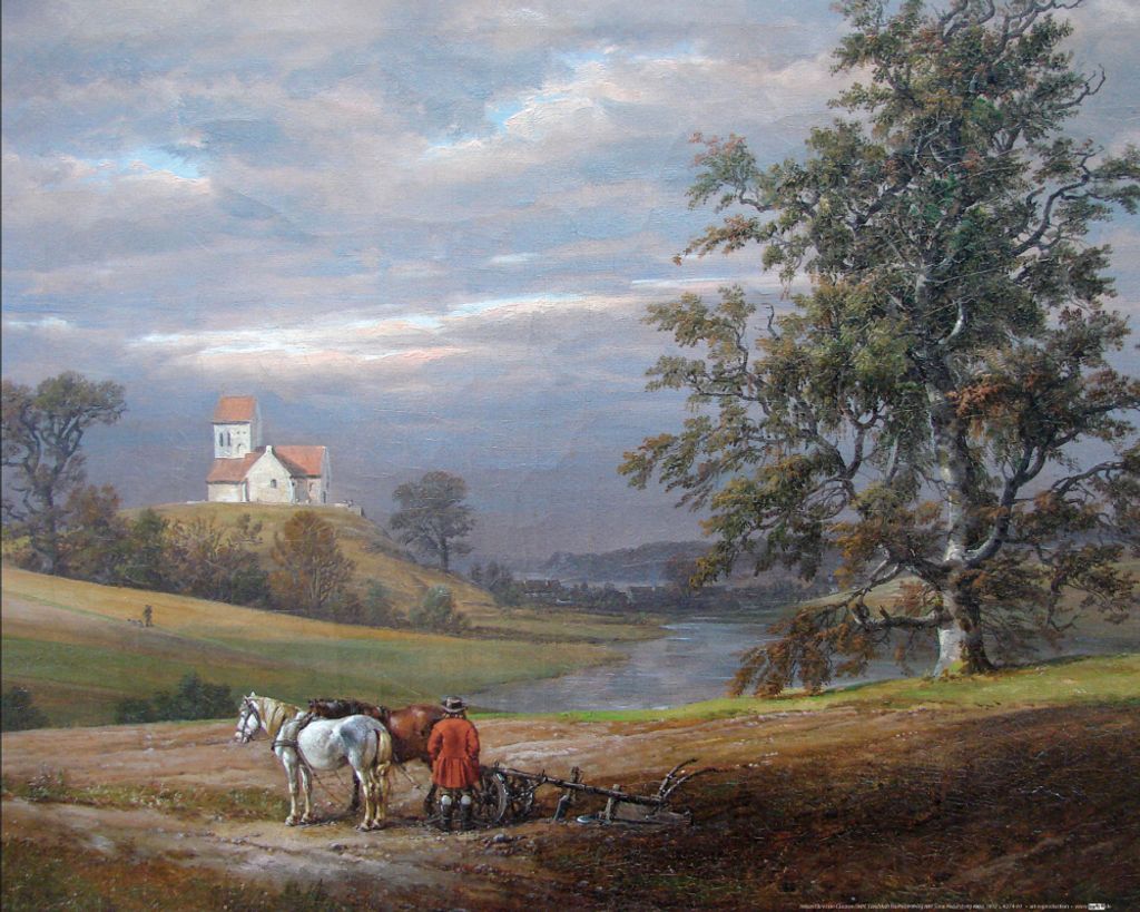 Johan Christian Dahl Kunstdruck Bild - Landschaft In Der Nähe Von Sorø Mit Pedersborg-Kirche, 1832 (40 x 50 cm)