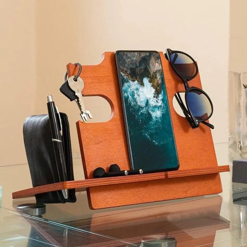 Support téléphone bois anti-désordre et rangement chevet pour smartphone