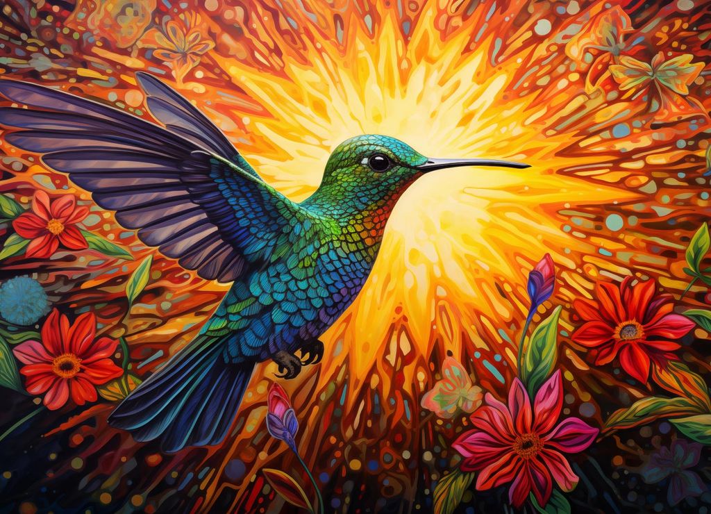 Plakat 18x13cm Kolibri Farben