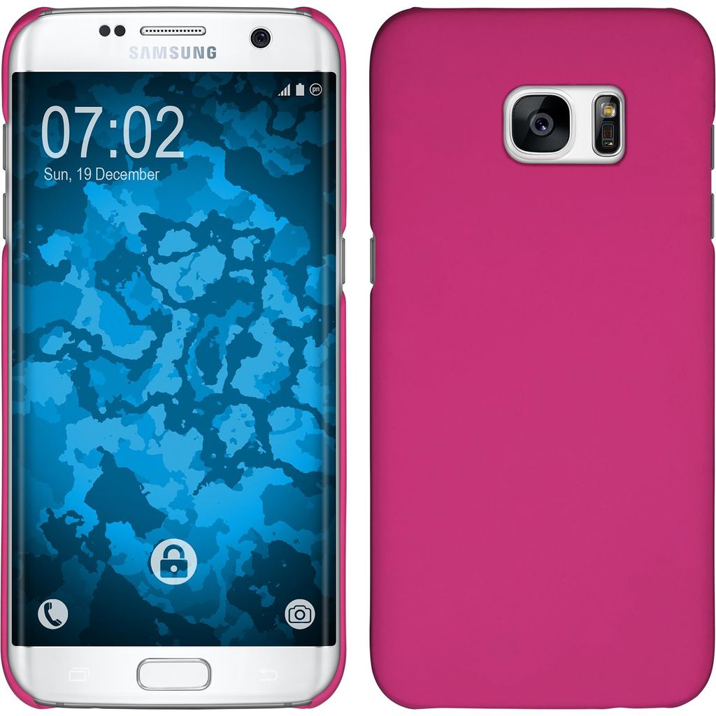 PhoneNatic Case kompatibel mit Samsung Galaxy S7 Edge - Hülle pink gummiert Hard-case Cover