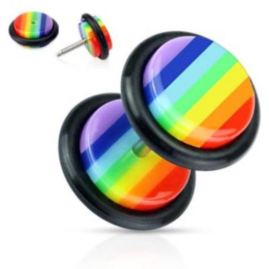 Fake Plug Ohrstecker „Regenbogen Pride“ Produktbild 