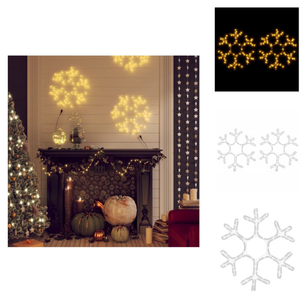 vidaXL LED-Schneeflocken 2 Stk. Warmweiß 38x37 cm - Weihnachtsbeleuchtung