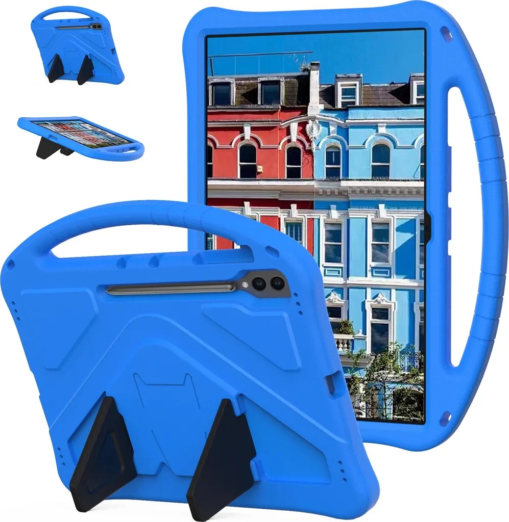 Custodia per bambini per Samsung Galaxy Tab S10 FE+ 13.1" 2025 X620, custodia antiurto leggera in EVA con supporto pieghevole e maniglia blu