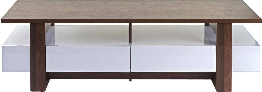 Table de télévision 150cm structure 3D noyer brillant Rack HWC-B51 - 2