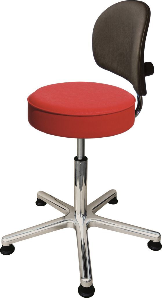 Drehhocker Indianapolis mit Rückenlehne | Sitzhöhe 44-57cm | Ø 61cm | Tragfähigkeit 110kg | Kunstleder-Sitz | Aluminium-Fußkreuz mit Gleiter |...