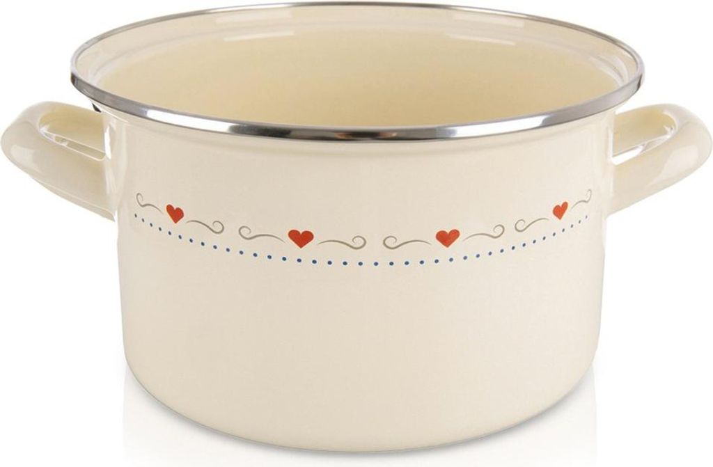 Orion | Kochtopf - Emailletopf - 20 cm - Cremefarben - Retro Design - Spülmaschinengeeignet - Induktionsgeeignet
