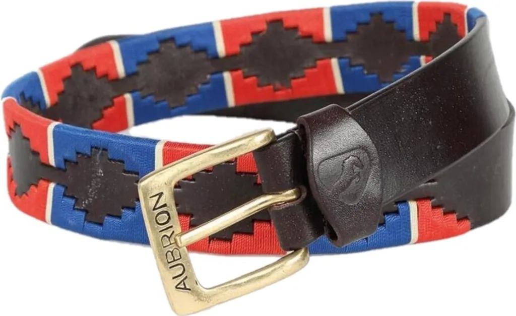 Ceinture de polo équestre en cuir et nylon Aubrion ER1188 - 80 cm Bleu