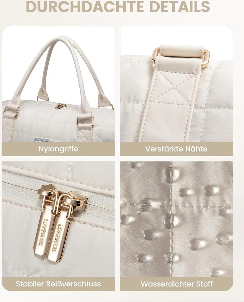 Sac de voyage Weekender femme beige avec compartiment à chaussures