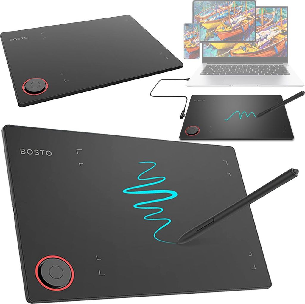 Bosto Graphic Tablet T608, Kabelgebunden, 5080 lpi, 188 x 145 mm, USB,