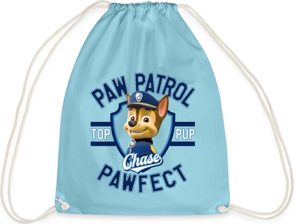 Spreadshirt Paw Patrol Chase Pawfect Turnbeutel, One size, Aqua