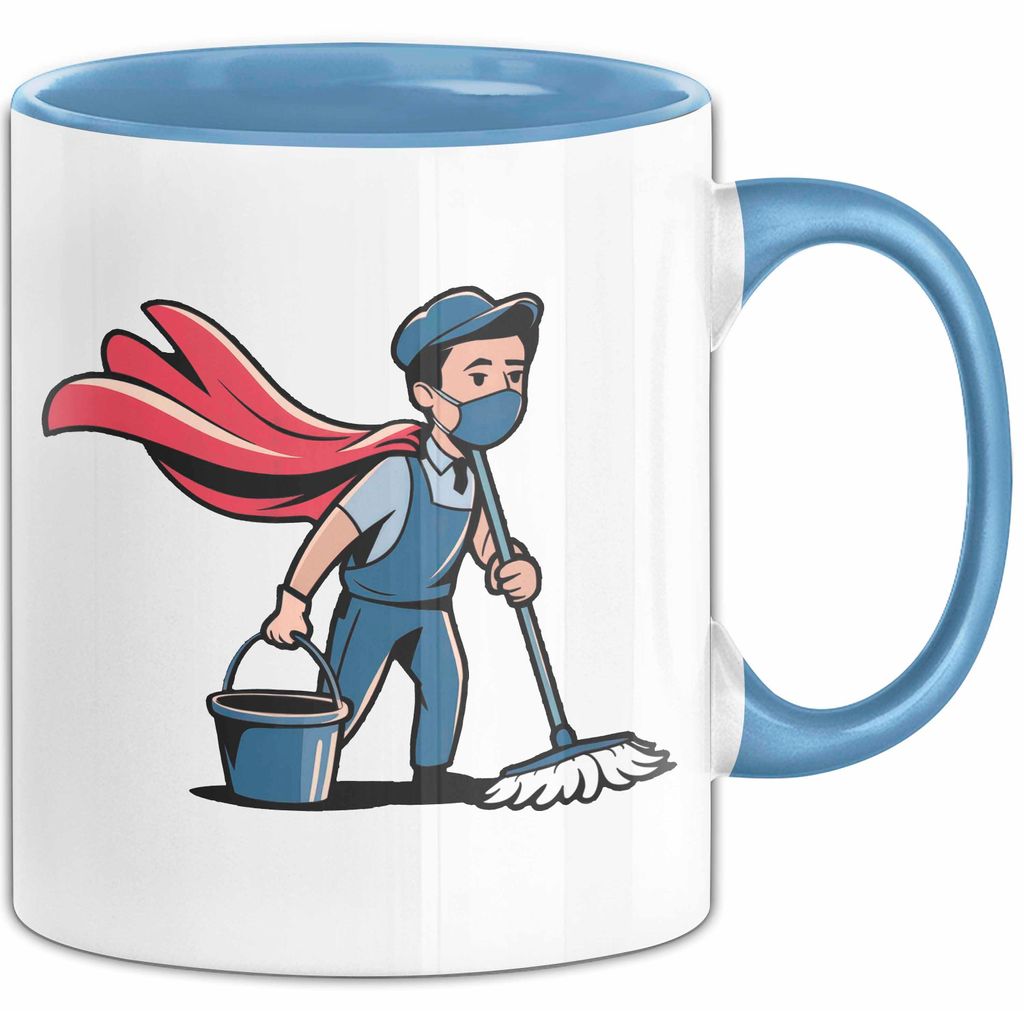 Hausmeister Tasse Geschenkidee Reinigungsheld Lustiger Geschenkidee Lustig (Blau)